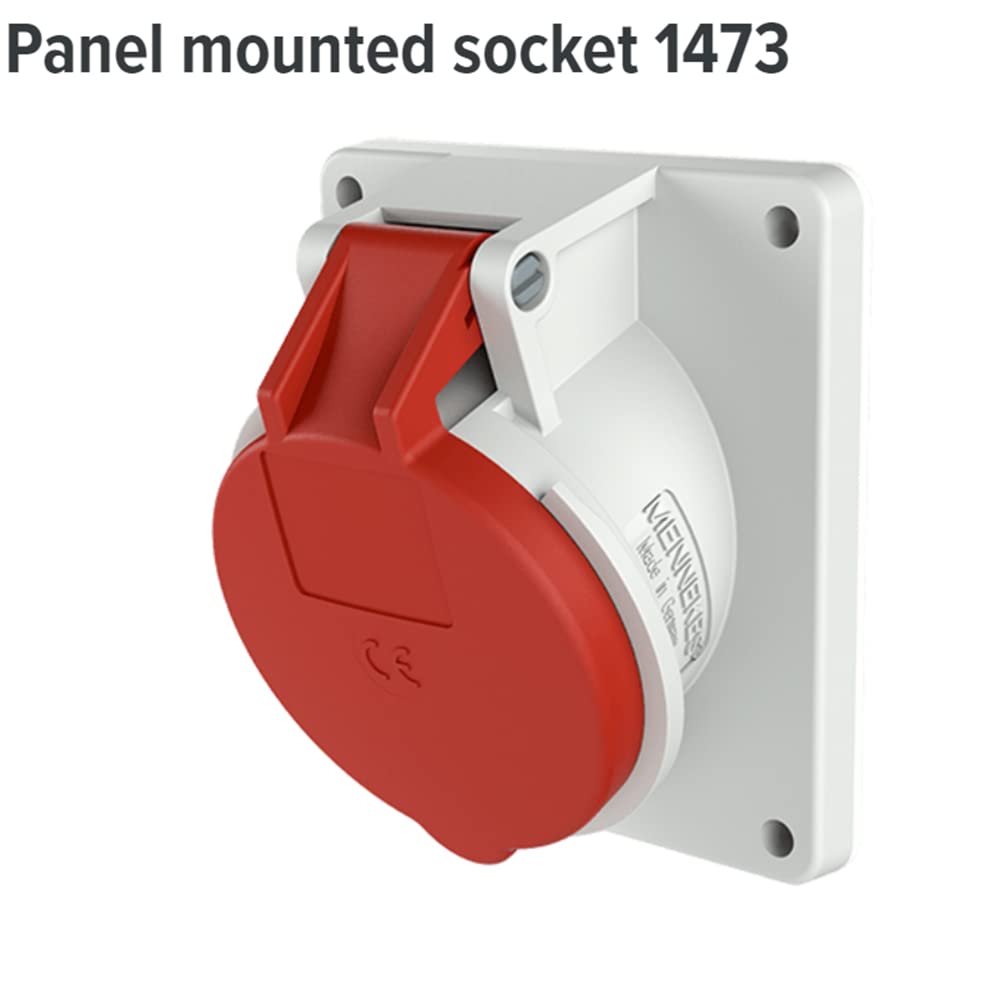 Mennekes (przedsiębiorstwo) 1473 20 stopni panel kątowy montowany, ochrona IP 44, 6 godzin położenia ziemi, 5 biegunów, 16 A, 400 V, czerwony