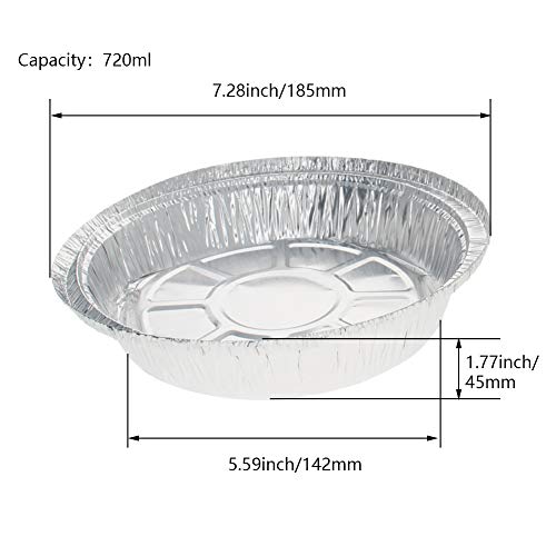 Image of Othmro 50 Pack Aluminum Pans 142mm(Bottom)*185mm(Top) Dia Disposable Foil Pans Cookware Great for Baking, Cooking, Grilling, Serving & Lining Steam Table Trays Chafers