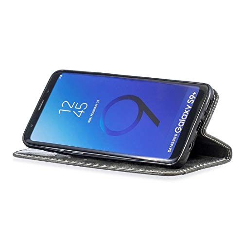 Capook com suporte, compartimentos para cartão e carteira (cinza), para Galaxy S9+ cobre fivela napa