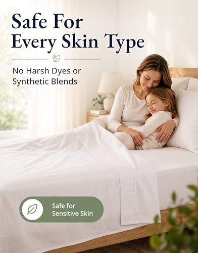 LANE LINEN Twin Fitted Sheets, 100% Organic Cotton 2-Piece Set (1 Fitted Sheet, 1 Pillowcase), Percale Weave, Bottom Sheet, Soft, Breathable, Fits Mattress Upto 15' Deep - White (No Flat Sheet) - image 8