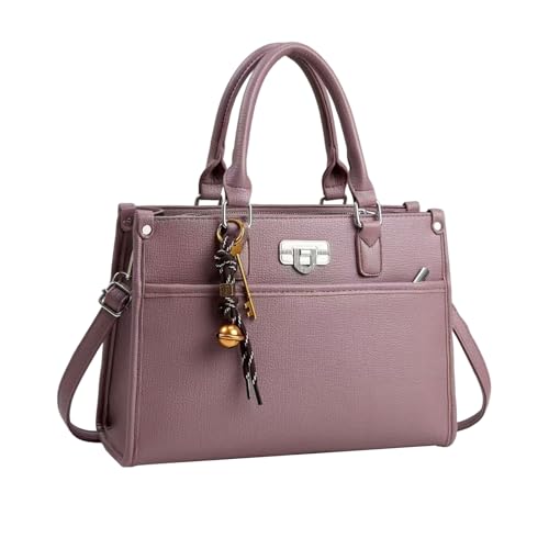 Bolso tote grande para mujer de cuero sintético púrpura miniatura 1