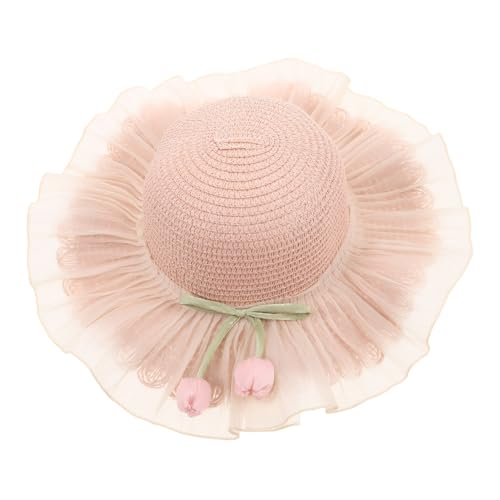 NOLITOY Girls Wide Brim Sun Hat Breathable Straw Cap for Boys and Girls for Beach and Outdoor Adventures Charming and Lightweight Design Pink