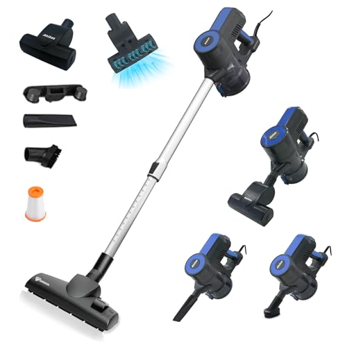 Akitas S12 Turbo Aspiradora Escoba 2 en 1 Sin Bolsa y Portátil Ligera y Potente con Filtro HEPA Lavable Cepillo Alemán Wessel Werk Cabezal Turbo Mascotas