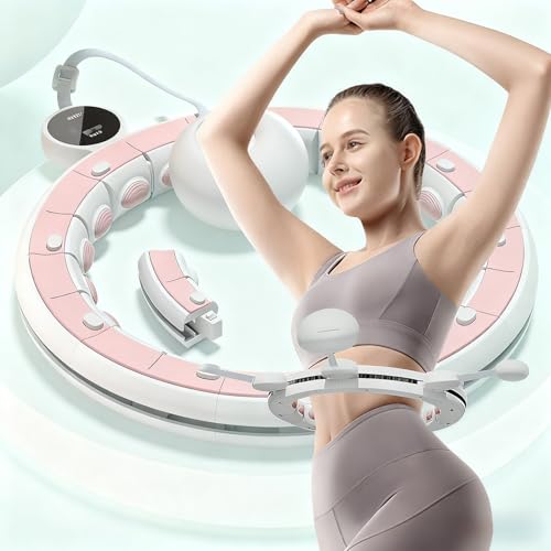 NOBBAT フラフープ スマートフラフープ フラフープダイエット用 フラフープ 大人・子供兼用 運動器具 ダイエット器具 サイズ調整可能65〜90/110cm) カウント機能で目標設定がしやすく、落ちにくい設計で続けやすい 初心者向け(ピンク,体重30〜