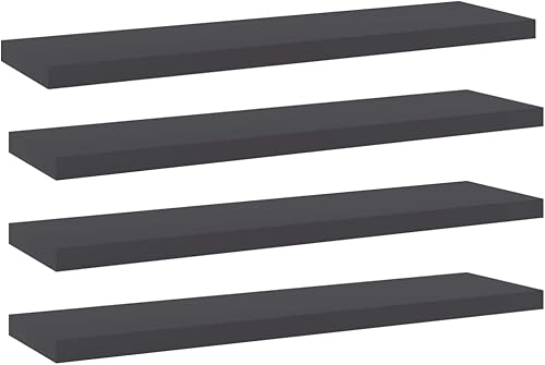 Miniatura 444 de Juego de 4 tableros de estantería, paneles de repuesto, unidades de almacenamiento, estantes de exhibición organizadores, gris hormigón, 31.5 x 11.8