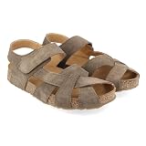 HAFLINGER Bio Norma Leder Pantolette Sandale mit Klettverschluss und Korkfußbett Unisex Braun (Taupe 1838), Gr 39