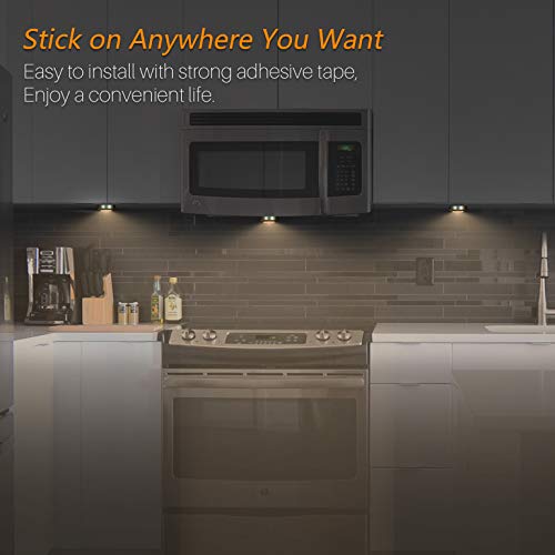 STAR-SPANGLED Tap Light Push Lights, Stick on LED Touch Puck Light AAA Battery Operated, Press Spot Lighting Indoor for Under Cupboard, Wardrobe, Cabinet, Kitchen (2.8inch, Golden, Warm White, 5 Pack)