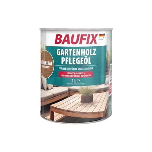 BAUFIX Gartenholz-Pflegeöl bangkirai, seidenmatt, 1 Liter, lösemittelhaltiges Holzöl für den Außenbereich, mit Imprägnierwirkung