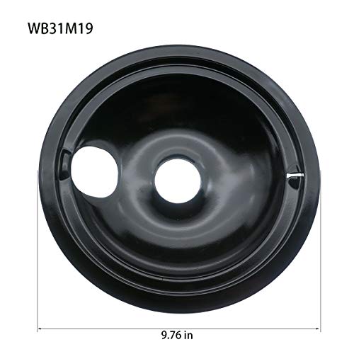 Siwdoy (2) 6” WB31M20 and (2) 8” WB31M19 Electric Range Porcelain Drip Pan Bowls Compatible with GE, Style B, Black - Thumbnail 3