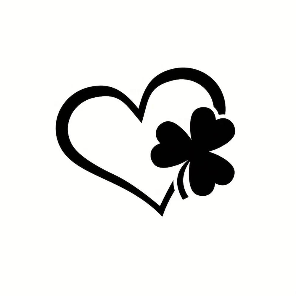 Heart Shaped Clover Car Decal Waterproof Removable Sticker for Trunk Window Glass Body(Black)