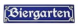  Türschild BIERGARTEN 8x30 cm Emailschild Hinweis Schild Deko Banner Reklamebanner Oktoberfest
