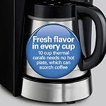 Hamilton Beach Programmable Drip Coffee Maker with 10 Cup Thermal Carafe | 3 Brewing Options | Auto Shutoff & Pause and Pour | Stainless Steel | 46899R