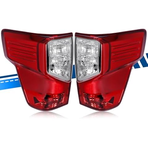 Tail Light Assembly Compatible with Nissan Titan 2017-2023 / Titan XD 2016-2023, Halogen Type Rear Lamp with Bulbs Replacement for 26555-EZ23D 26550-EZ23D, Red+Clear Lens, Left and Right Side Cover