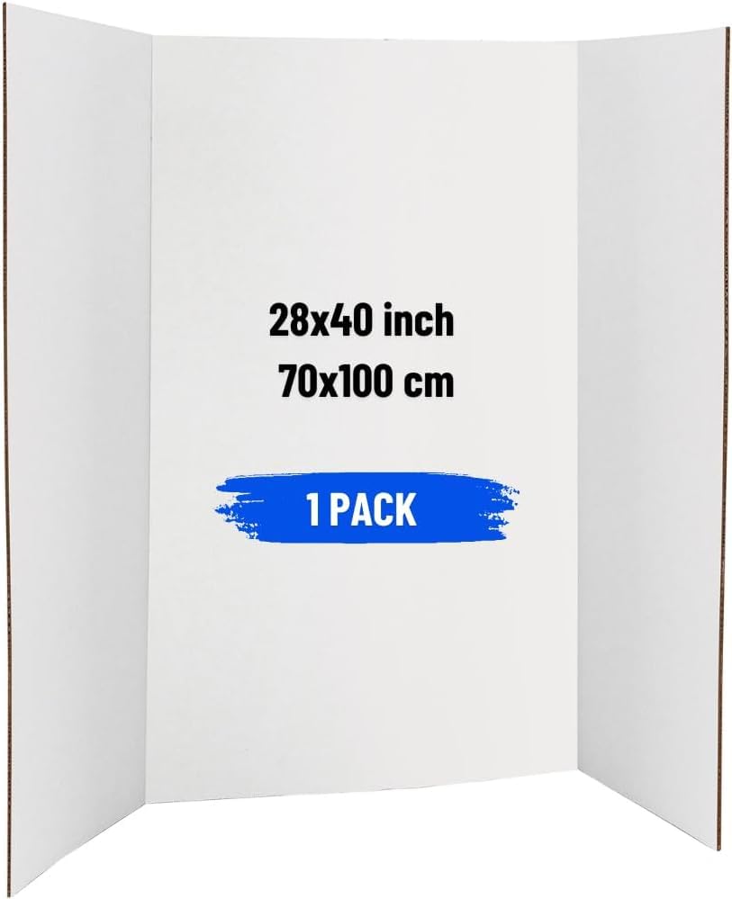 ARS (1 Pc) Tri-Fold Presentation Board | 28x40 inch (70x100 cm) | 3 Ply Corrugated Cardboard with inside White Surface | Portable Poster Board | School Projects | Office Displays | Exhibitions