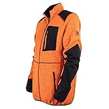 FORSBERG Loggers II Strickjacke Forst Strickfleece mit Softshell Verstärkung rot Neongelb gut sichtbar bequem robust hochwertig, Farbe:orange/schwarz, Größe:XXL