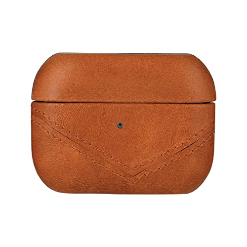 Bullstrap Premium Leather Case Compatible with Apple AirPods Pro, Wireless Charging, Two-Piece Design (Sienna)