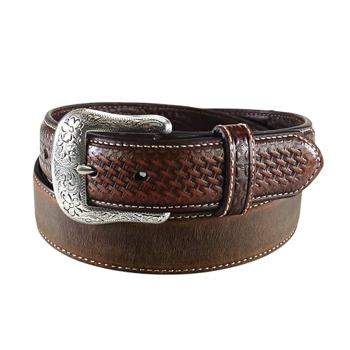 ARIAT Men's Western Basketweave Nailhead Leather Belt, Brown, 46