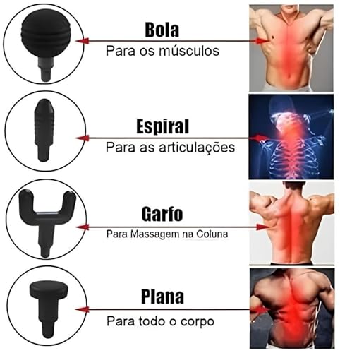 Massageador Elétrico Profissional Premium para Alívio Muscular com Pistola de Massagem Recarregável,
