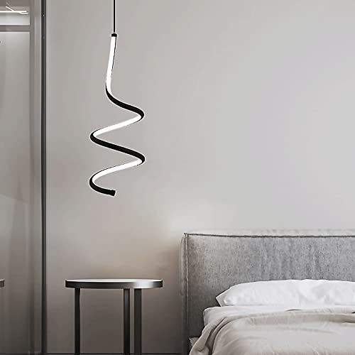 Lámpara colgante LED moderna en espiral de metal y acrílico para techo de dormitorio 8