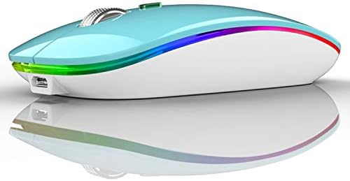 Uiosmuph Bluetooth Wireless Mouse, Laptop Mouse LED Rechargeable (BT 5.1+2.4G) Mouse for MacBook/Android/Linux/Mac/PC/Computer (Matte Black)