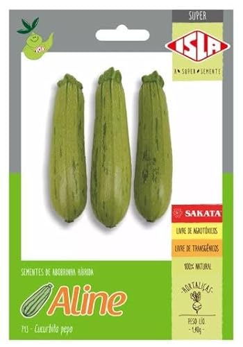 Sementes de Abobrinha Híbrida Aline, Embalagem de 1,40gr, Sakata Isla