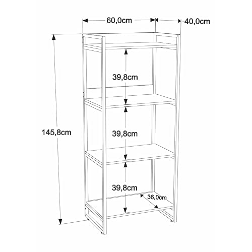 Estante Multiuso 4 Prateleiras 146x60cm Estilo Industrial