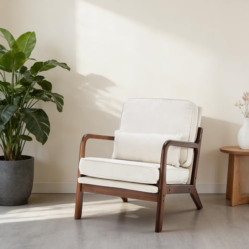 Simple Deluxe Mid-Century Modern Wood Accent Chair & Cozy Reading