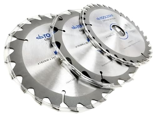 Dunnet Tools 165mm Circular Saw Blades 3-Piece | Heavy-Duty 16T, 24T, 30T Tungsten Carbide Teeth Blades with (20,16 & 10mm) Bore Sizes | Ideal for Woodworking, Chipboard, DIY Projects & Mitre Saws