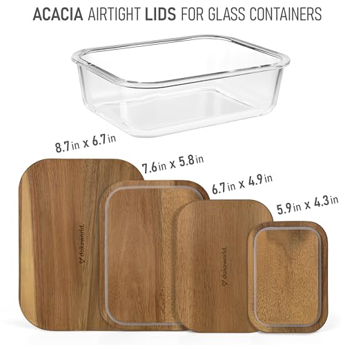 dokaworld Natural Acacia Lids Set for Food Storage Glass Containers (4pcs) - Lids are compatible with all Glass Food Storage Containers Sets by dokaworld - Image 2
