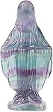 Artistone Rainbow Fluorite Crystal Blessed Virgin Mother Mary Statue 3 inch Carved Gemstone Catholic