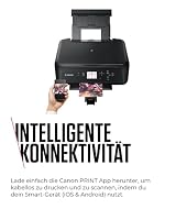 Canon PIXMA TS5150 Drucker Farbtintenstrahl Multifunktionsgerät DIN A4 (Scanner, Kopierer, Farbdisplay, 4.800 x 1.200 dpi, USB, WLAN, Duplexdruck, 2 Papierzuführungen) schwarz – Ansicht 3