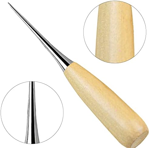 Leather Craft Hand Stitching Tools, 11pcs Leather Repair Kit with Curved Upholstery Sewing Needles Leather Waxed Thread Drilling Awl Thimble