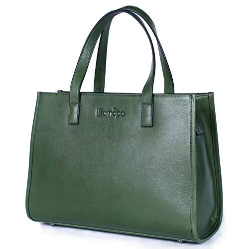 Women's 100% Genuine Leather Handbags Shoulder Tote Organizer Top Handles Crossbody Bag Satchel Designer Purse (Green) #TOP1