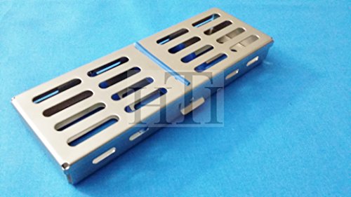 French Steel Autoclave Dental Surgical Lab Sterilization Cassette 7" X 2.5" X 0.75" Tray Rack for 5 Instruments (Hti Brand)