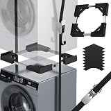 JHCHU Universal-Stapelset für Waschmaschine und Trockner – Verstellbarer Zwischenbaurahmen 45–68 cm, Ideal für Waschmaschinen-Trockner-Verbindung (Schwarz)