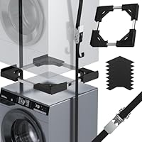 JHCHU Universal-Stapelset für Waschmaschine und Trockner – Verstellbarer Zwischenbaurahmen 45–68 cm, Ideal für Waschmaschinen-Trockner-Verbindung (Schwarz)