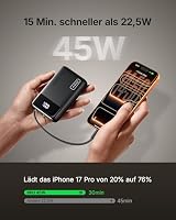 INIU 45W Power Bank, Ultra Klein 20000mAh mit Integriertem USB-C Kabel – Ansicht 2