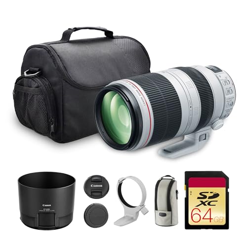 Canon EF 100-400mm f/4.5-5.6L is II USM Lens | L-Series Telephoto Zoom with Image Stabilization & Fast Autofocus | Ideal for Sports, Wildlife & Travel (9524B002) + Bag + 64GB Memory Card