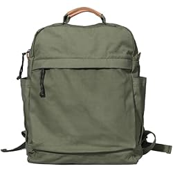 GOOTIUM Canvas Backpack, Vintage Casual Daily Use Daypack, Large Capacity Travel Commute Bag with Side Water Bottle Pocket & Hidden Pocket for Men Women, Olive