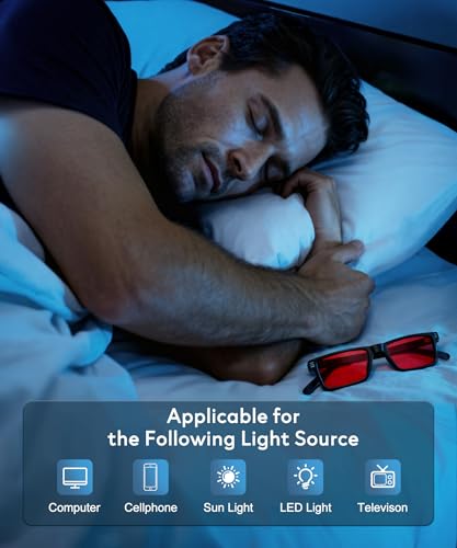 ANYLUV Red-Lens Blue Light Glasses for Sleep (Medium) — view 7