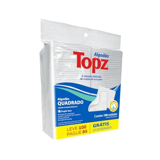 ALGODÃO QUADRADO DUPLA FACE TOPZ 100 UNIDADES SEM PERFUME