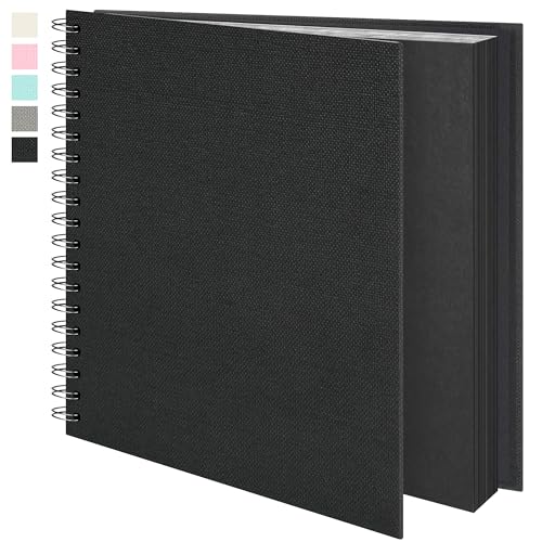 Vienrose Scrapbook Album 10x10 Inch Blank Thick Kraft Paper DIY Scrapbooking Supplies Small Scrap Book Photo Albums for Wedding Travel Family Baby - Perfect Holiday Gifts Black 20 Sheets/40 Pages