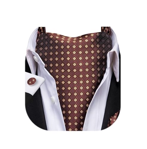 Image of Dubulle Paisley Floral Ascot for Men Self Tie Mens Cravat and Pocket Square Cufflinks Wedding