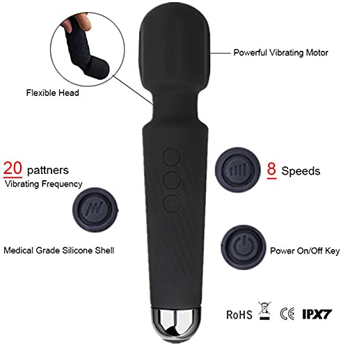 Image of New Vibrator Wand Massager for Full Body - Men & Women - for Back & Neck Massage - Muscle Tension Relief, Recovery & Soreness - Silicone - Rechargeable - Travel Bag Included (Light Blue)