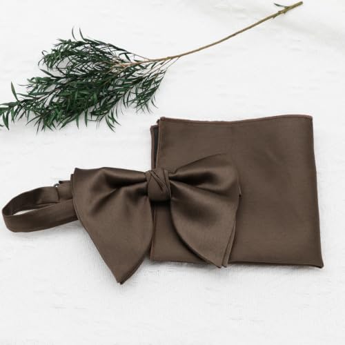 Image of Mens Bow Tie Pre Tied Oversized Bow Ties for Men Satin Bowties for Tuxedo Wedding Party Banquet
