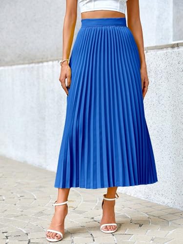 Solid Color Pleated Skirt Basic Women's Summer Casual Vinage Skirt4