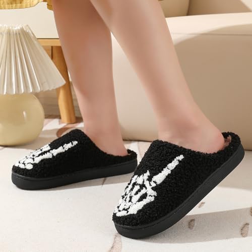 HiGropcore Halloween Slippers for Women Men Spooky Cute Fall Slippers Cozy Plush Warm Halloween House Shoes Indoor Outdoor3