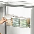 Poeland 3 Pack Refrigerator Organizer Boxes, Fridge Side Door Storage Containers with Lid, Stackable Food Storage Organizer for Kitchen, Refrigerator (Translucent)