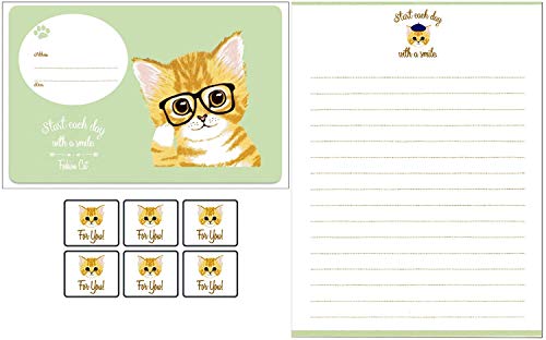 KUDOS.JP Cute Kawaii Stationery School Supplies Japanese Cat 6 Envelopes 12 Letter Writing Stationery Paper and Envelopes Set for Teen, Girls, Kids