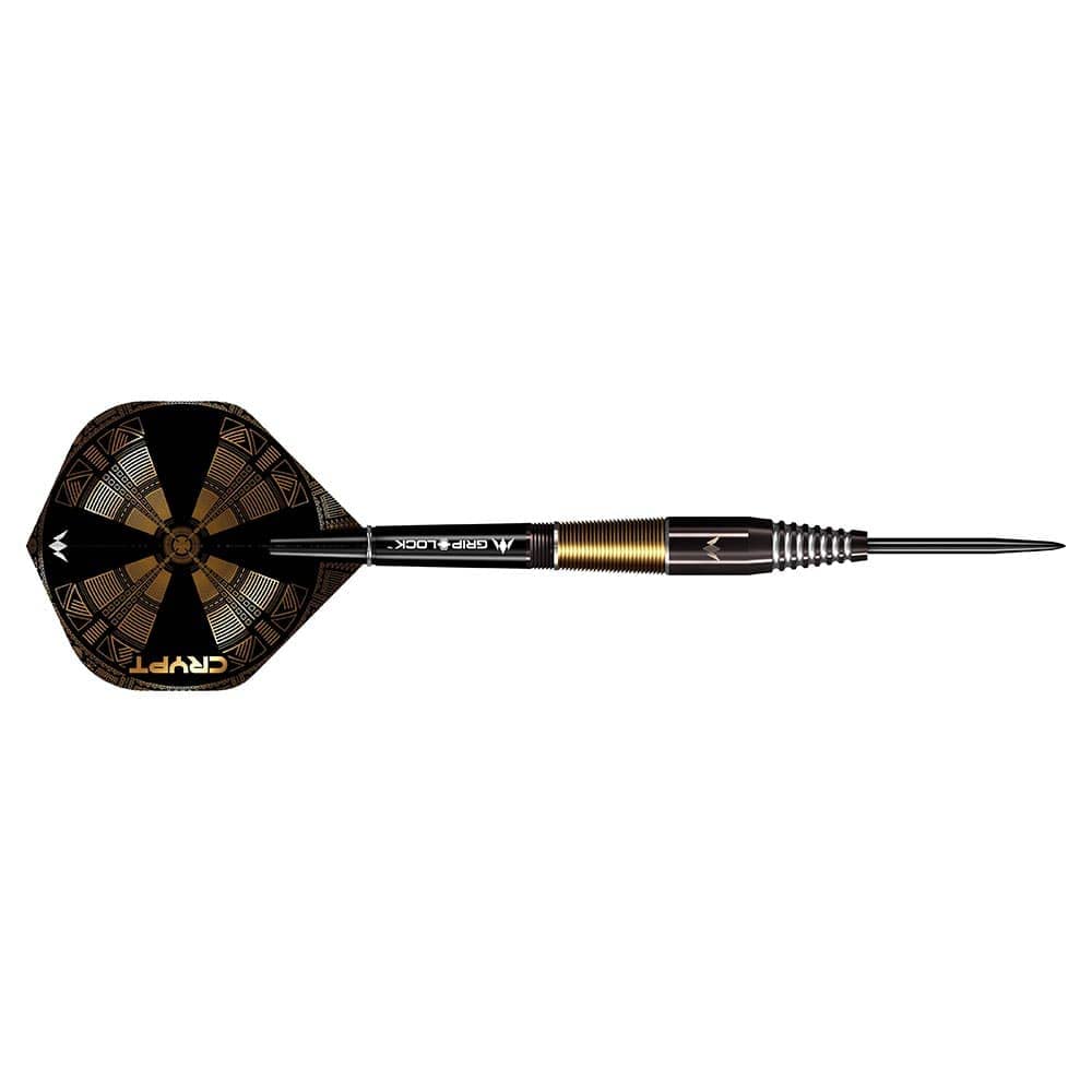 Mission Darts D1598 Crypt | Darts Set with Premium 90% Tungsten Black and Gold PVD Coated Barrel and Steel Tip, M2, 23g